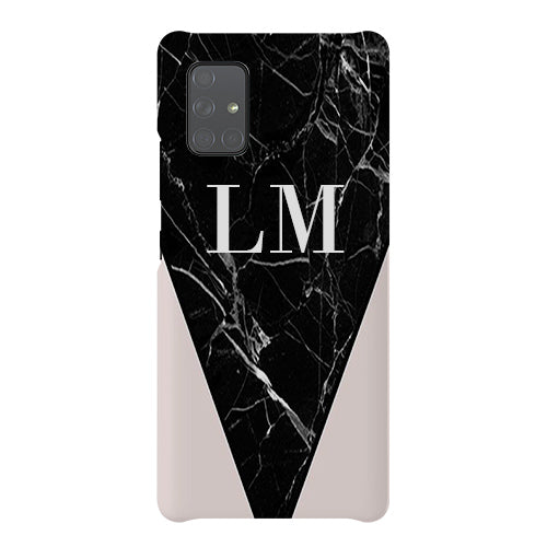 Personalised Pink x Black Marble Contrast Samsung Galaxy A71 Case
