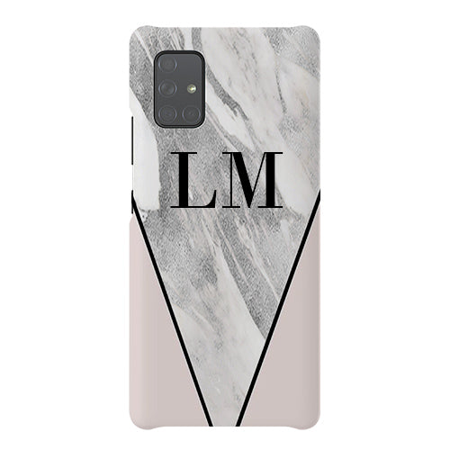 Personalised Pink x Castello Marble Contrast Samsung Galaxy A71 Case