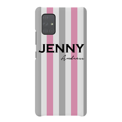 Personalised Pink x Grey Stripe Samsung Galaxy A51 Case