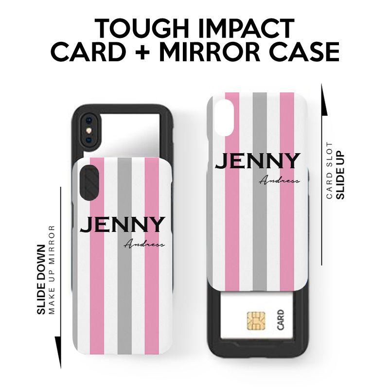Personalised Pink x Grey Stripe  iPhone 12 Pro Max Case