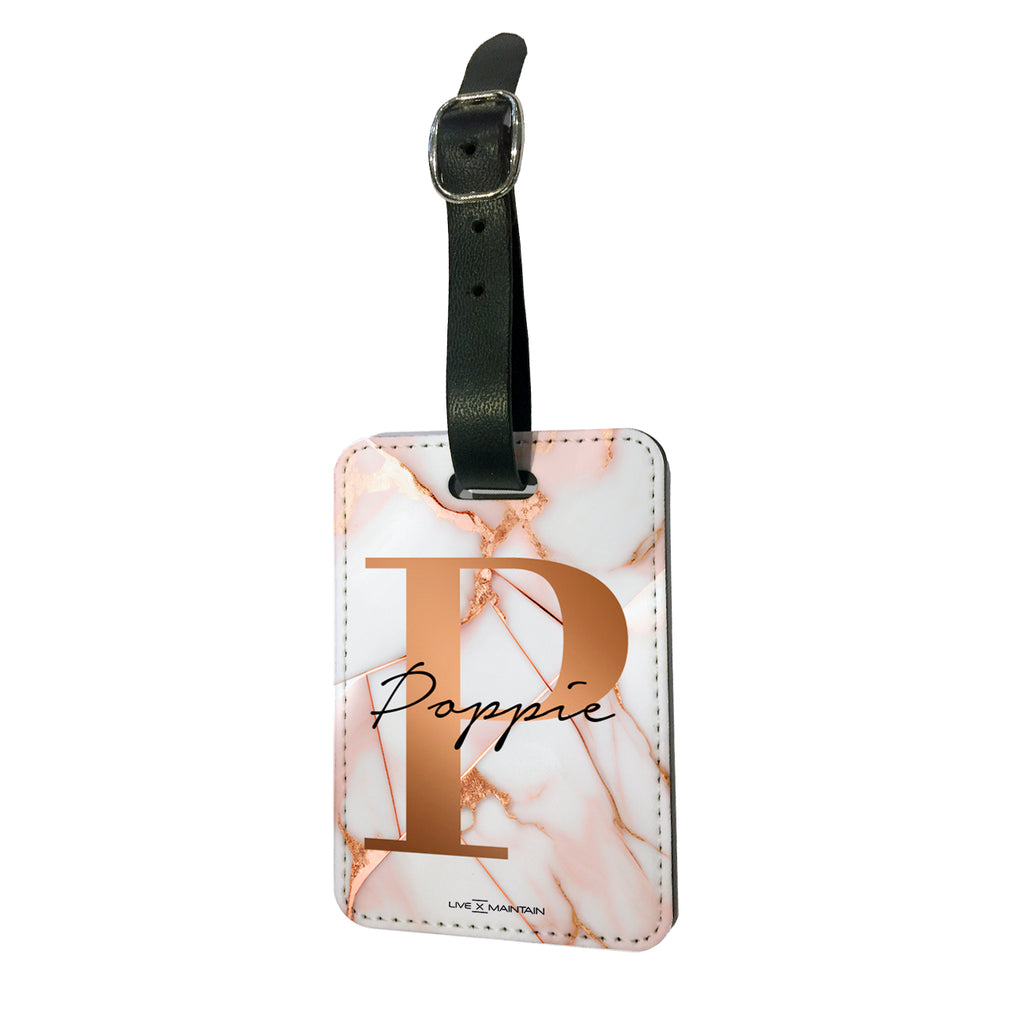 Custom Chrome Marble Luggage Tag for Poppie
