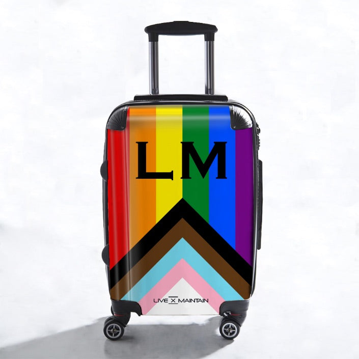 Personalised Progress Pride Flag Initials Suitcase