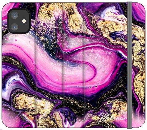 Personalised Purple Swirl Marble Initials iPhone 12 Mini Case