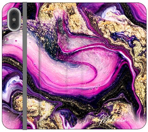 Personalised Purple Swirl Marble Initials iPhone XS Case