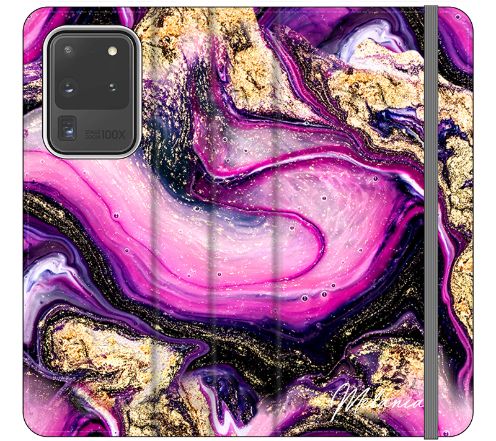 Personalised Purple Swirl Marble Initials Samsung Galaxy S20 Ultra Case