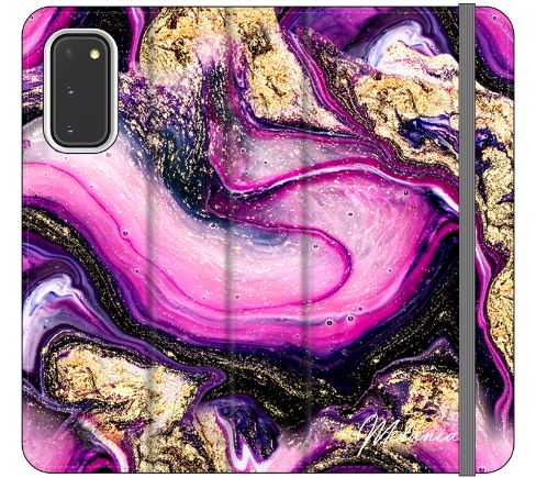 Personalised Purple Swirl Marble Initials Samsung Galaxy S20 Plus Case
