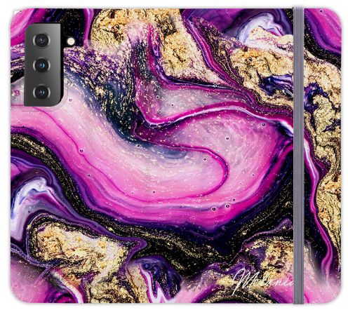 Personalised Purple Swirl Marble Initials Samsung Galaxy S21 Plus Case