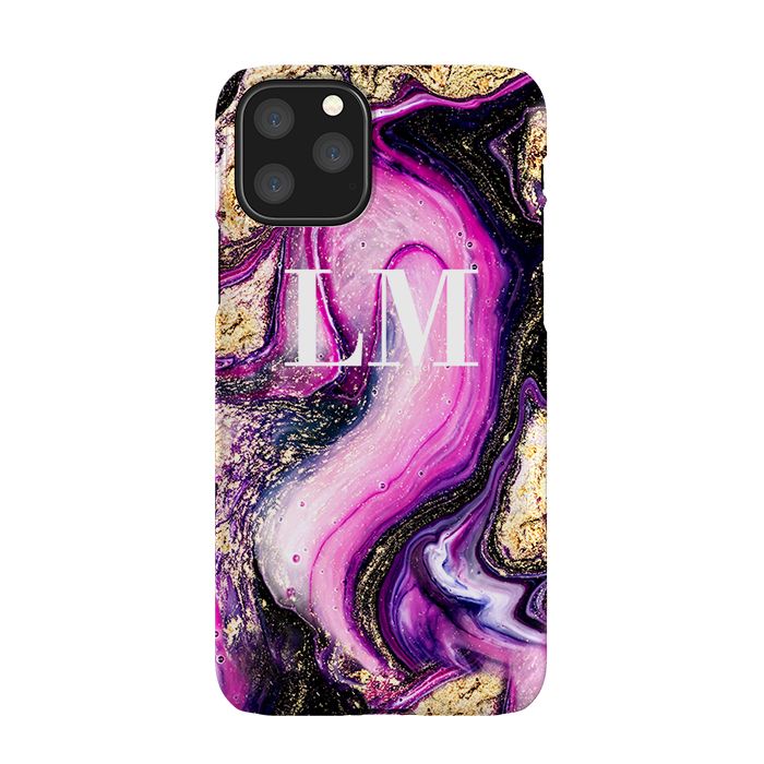 Personalised Purple Swirl Marble Initials iPhone 11 Pro Case