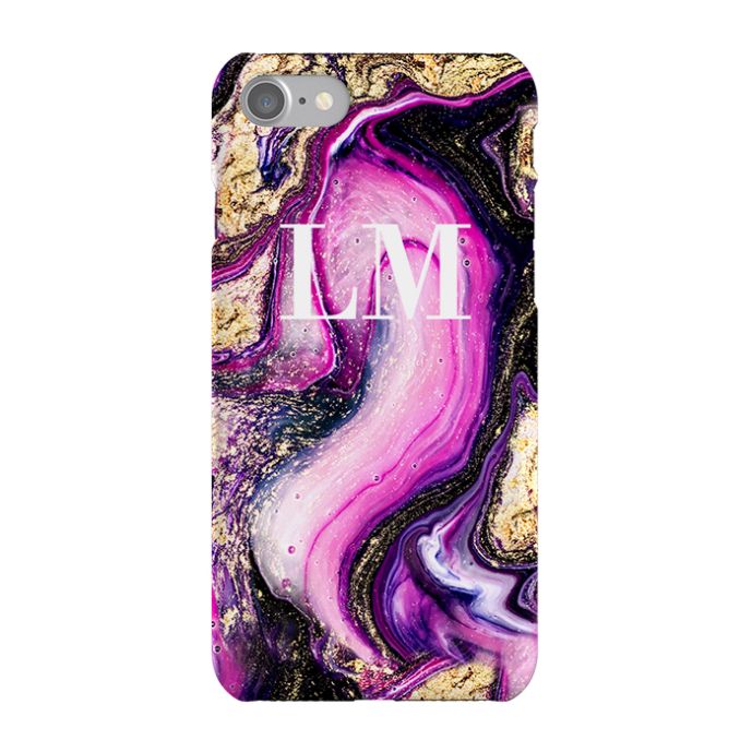 Personalised Purple Swirl Marble Initials iPhone 7 Case
