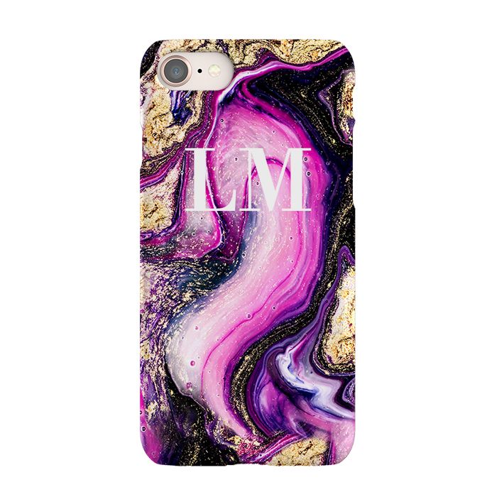 Personalised Purple Swirl Marble Initials iPhone 8 Case