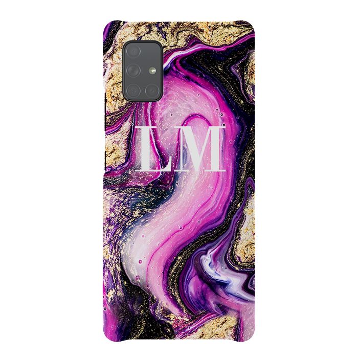 Personalised Purple Swirl Marble initials Samsung Galaxy A51 Case