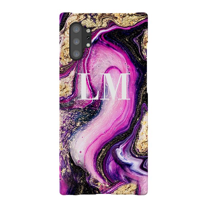 Personalised Purple Swirl Marble initials Samsung Galaxy Note 10+ Case