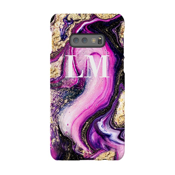 Personalised Purple Swirl Marble initials Samsung Galaxy S10 Case