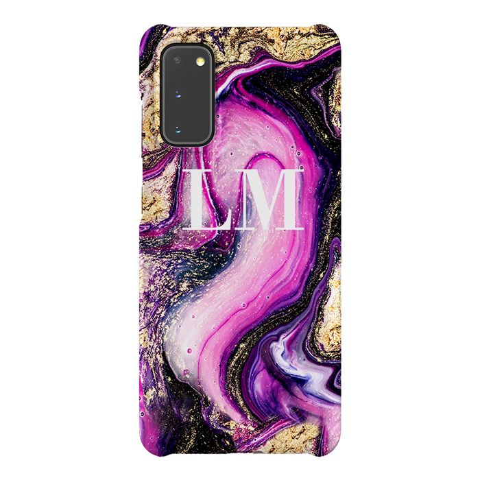 Personalised Purple Swirl Marble initials Samsung Galaxy S20 FE Case