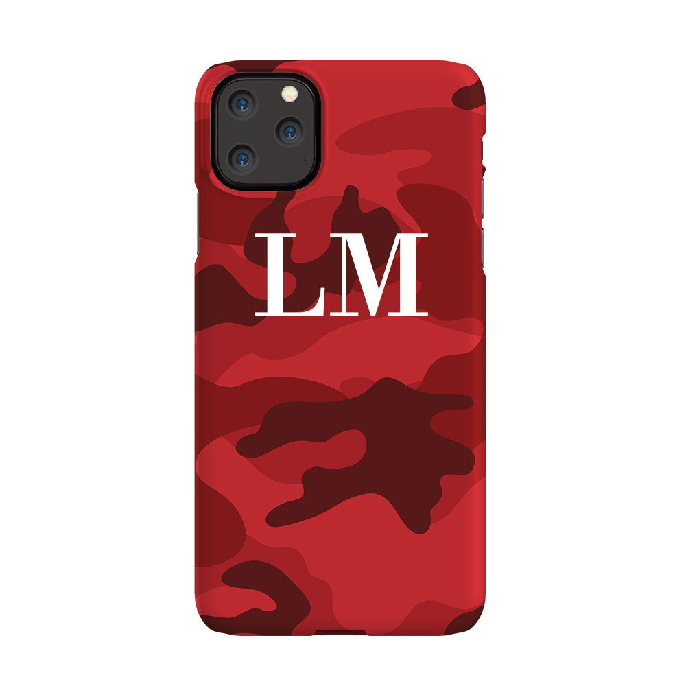 Personalised Red Camouflage Initials iPhone 11 Pro Max Case