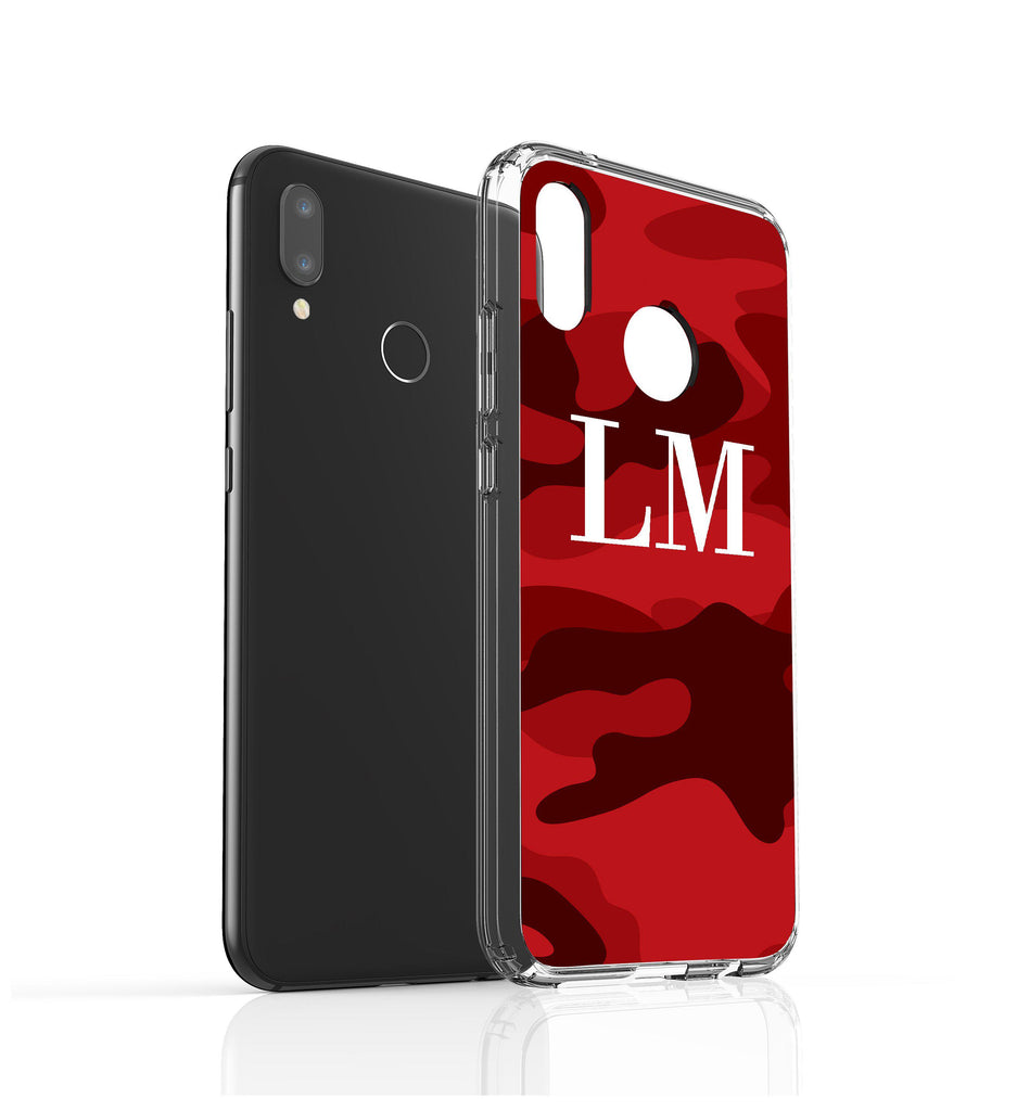 Personalised Red Camouflage Initials Huawei P20 Lite Case