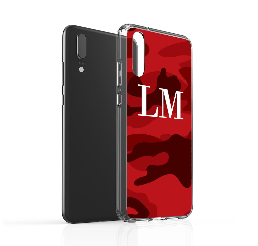 Personalised Red Camouflage Initials Huawei P20 Case