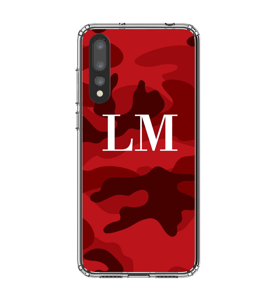 Personalised Red Camouflage Initials Huawei P20 Pro Case