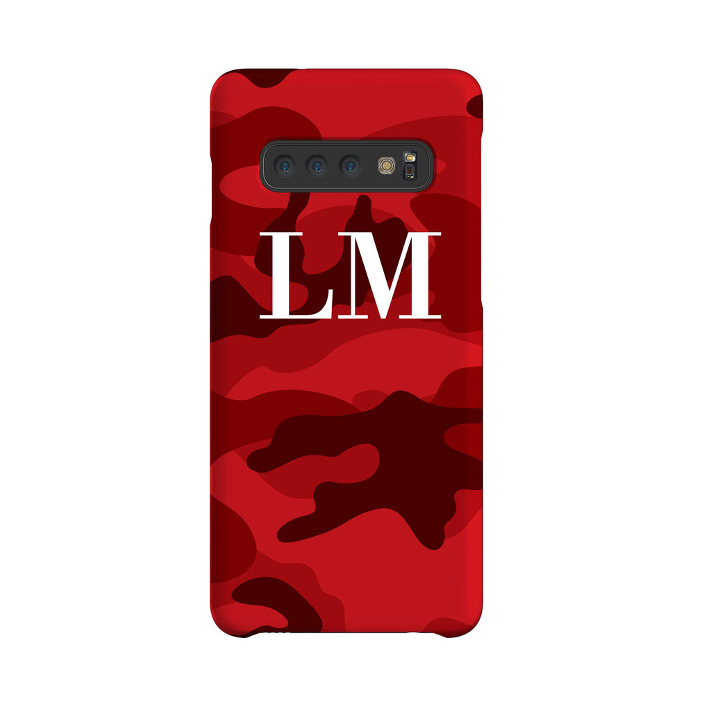 Personalised Red Camouflage Initials Samsung Galaxy S10 Case