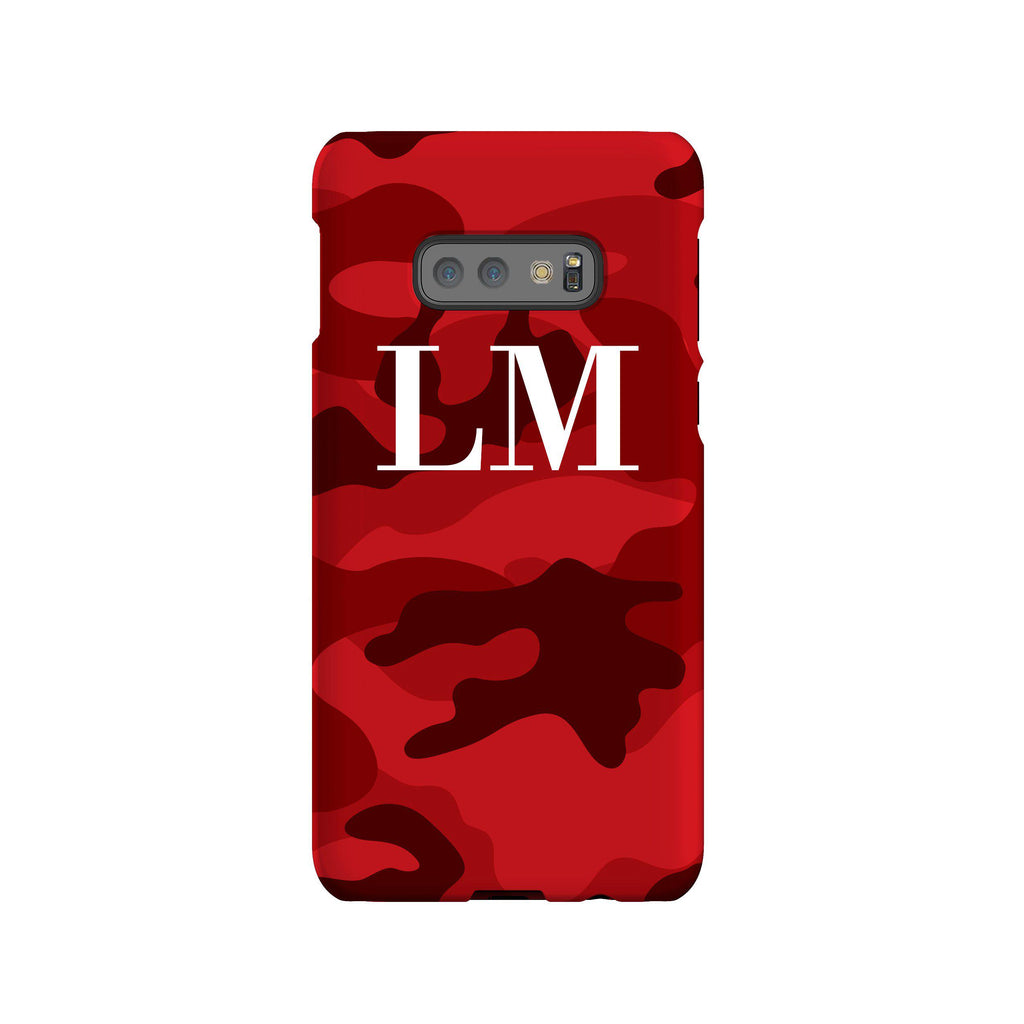 Personalised Red Camouflage Initials Samsung Galaxy S10e Case