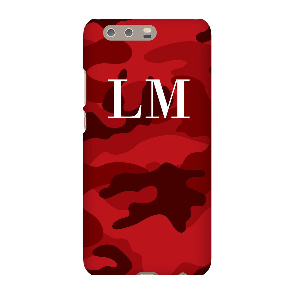Personalised Red Camouflage Initials Huawei P10 Case