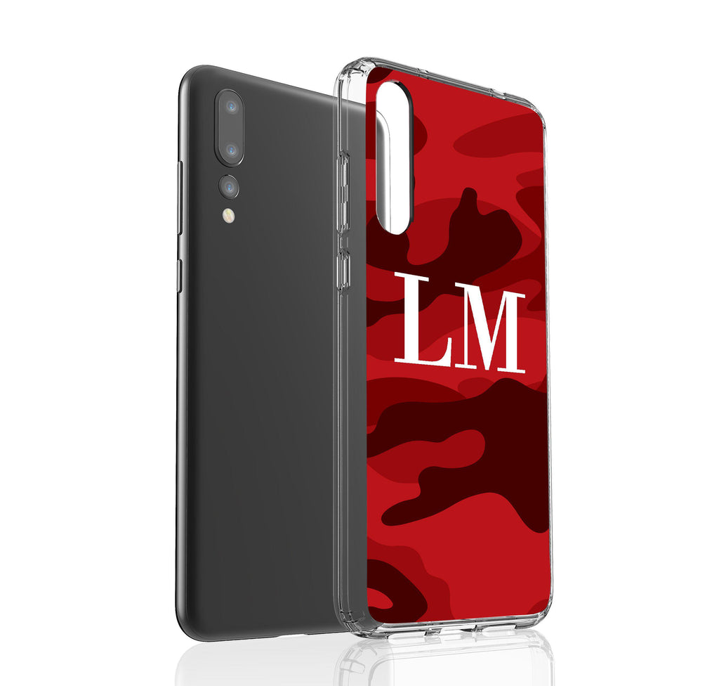 Personalised Red Camouflage Initials Huawei P20 Pro Case