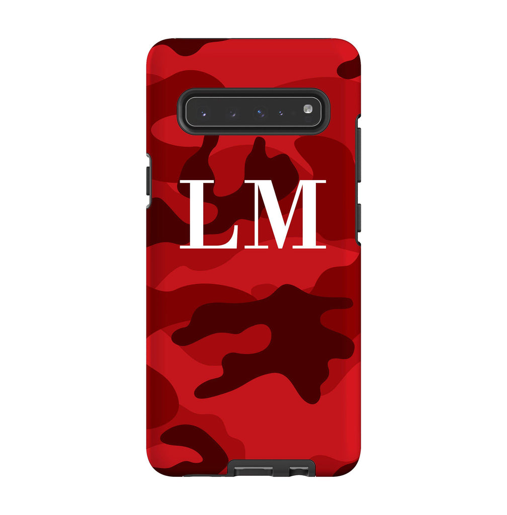 Personalised Red Camouflage Initials Samsung Galaxy S10 5G Case
