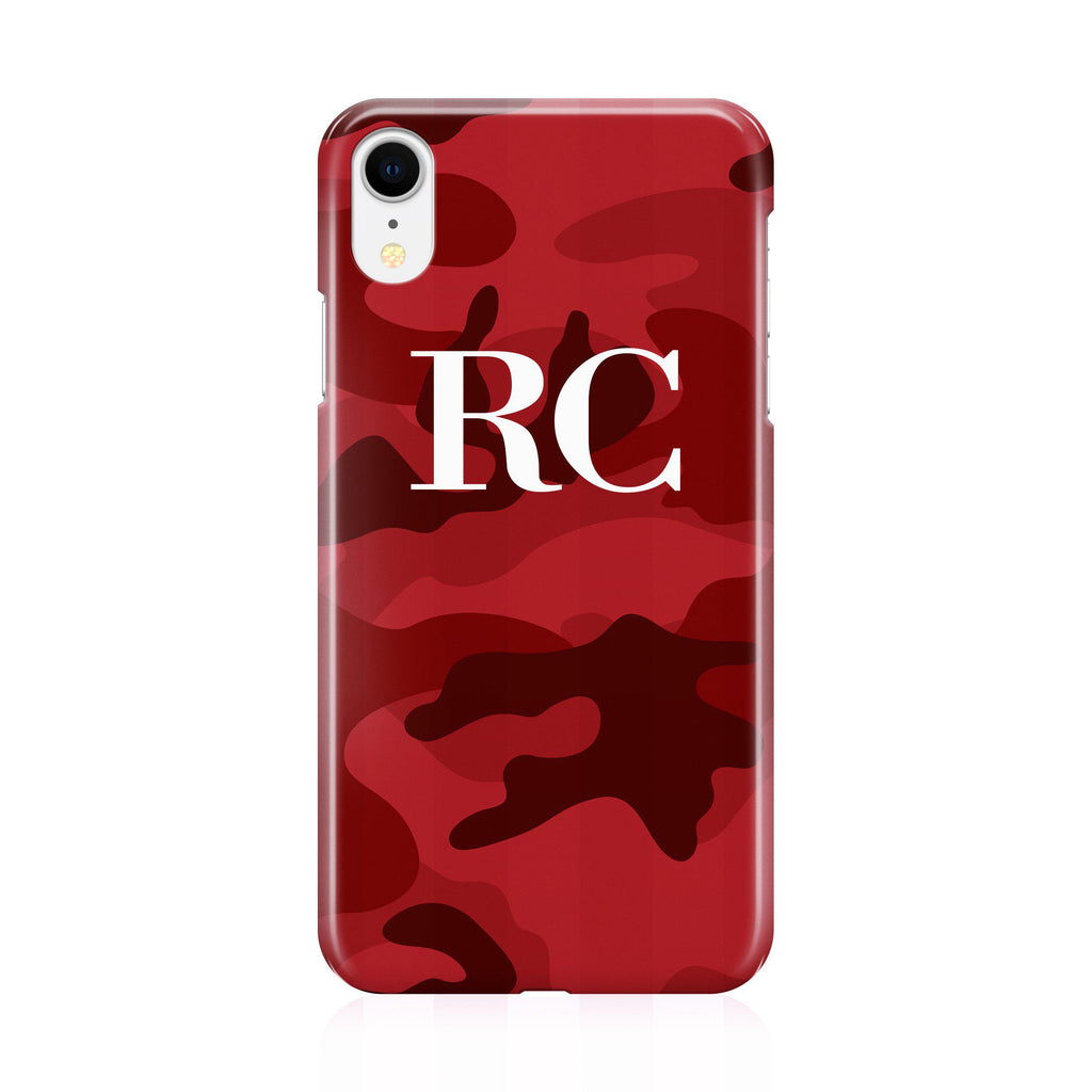Personalised Red Camouflage Initials iPhone XR Case