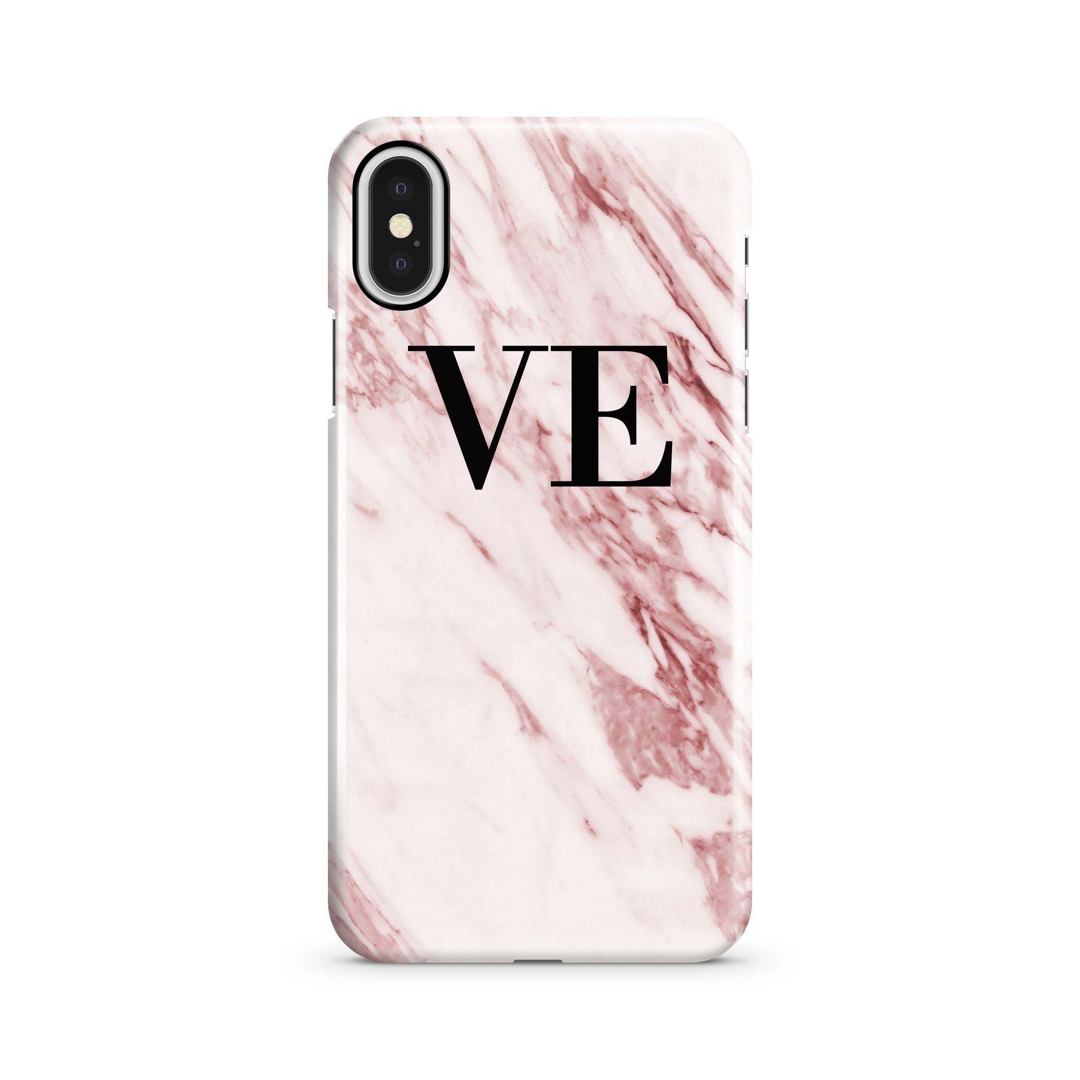 Personalised Rosa Marble initials iPhone X