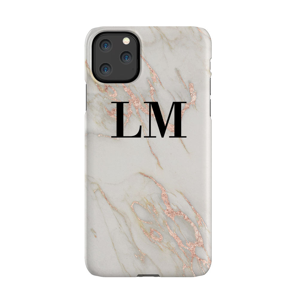Personalised Rose Gold Marble Initials iPhone 11 Pro Max Case