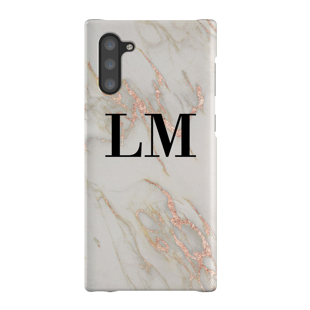 Personalised Rose Gold Marble Initials Samsung Galaxy Note 10 Case
