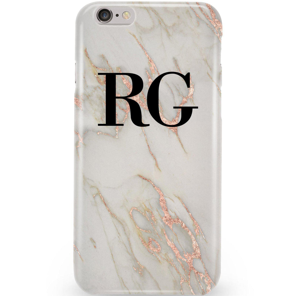 Personalised Rose Gold Marble Initials iPhone 6/6s Case