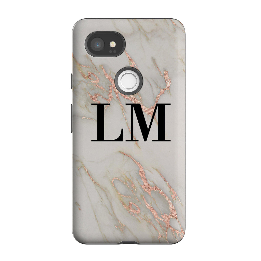 Personalised Rosegold Marble Initials Google Pixel 2 XL Case