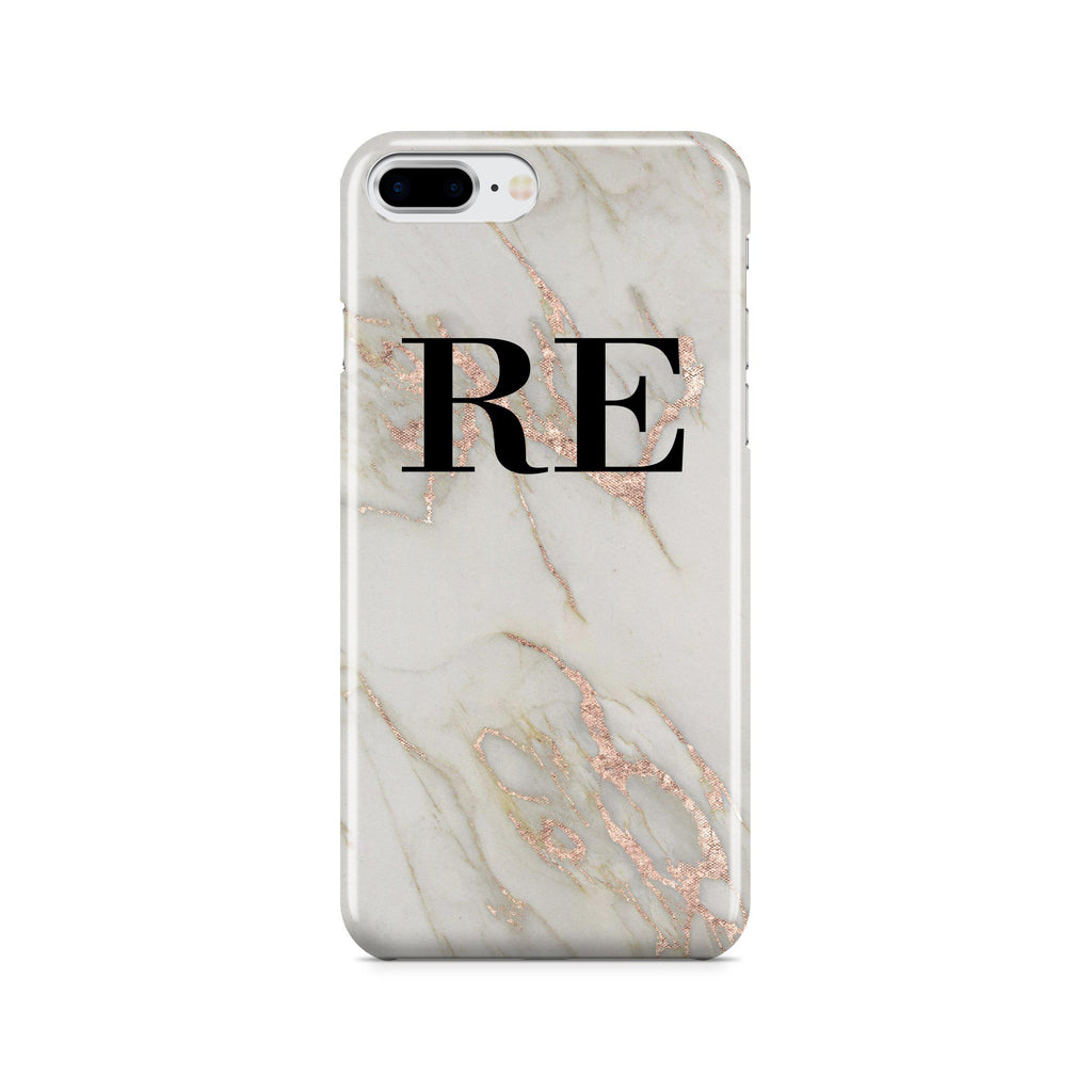 Personalised Rose Gold Marble Initials iPhone 7 Plus Case