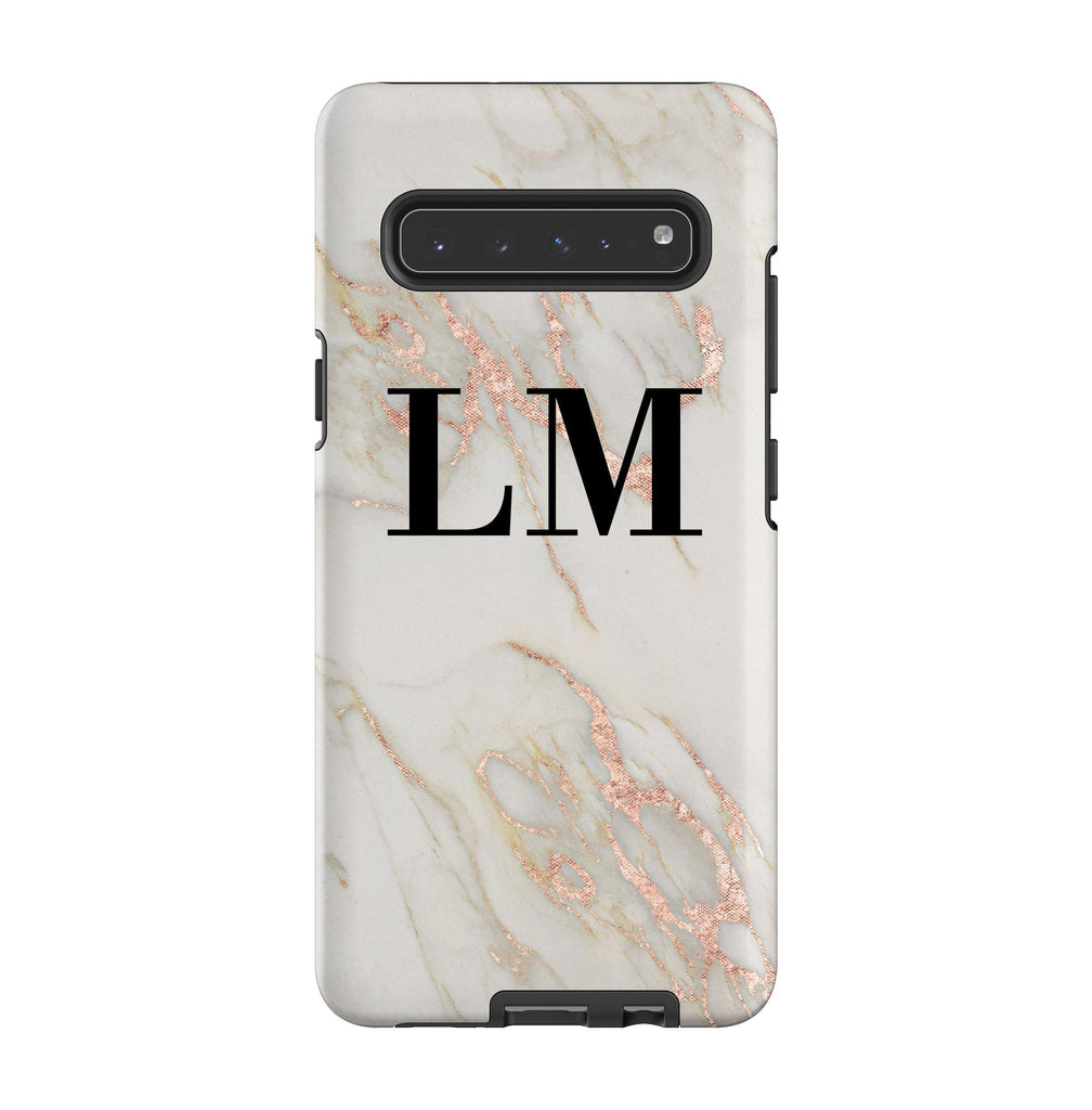 Personalised Rose Gold Marble Initials Samsung Galaxy S10 5G Case
