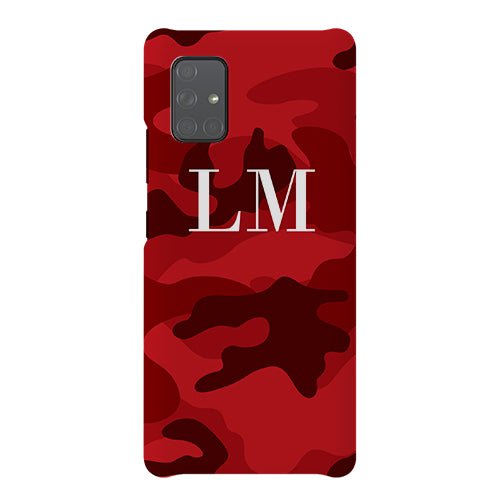 Personalised Red Camouflage Initials Samsung Galaxy A71 Case
