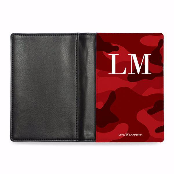 Personalised Red Camouflage Initials Passport Cover