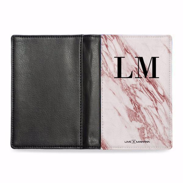 Personalised Rosa Marble Initials Passport Cover