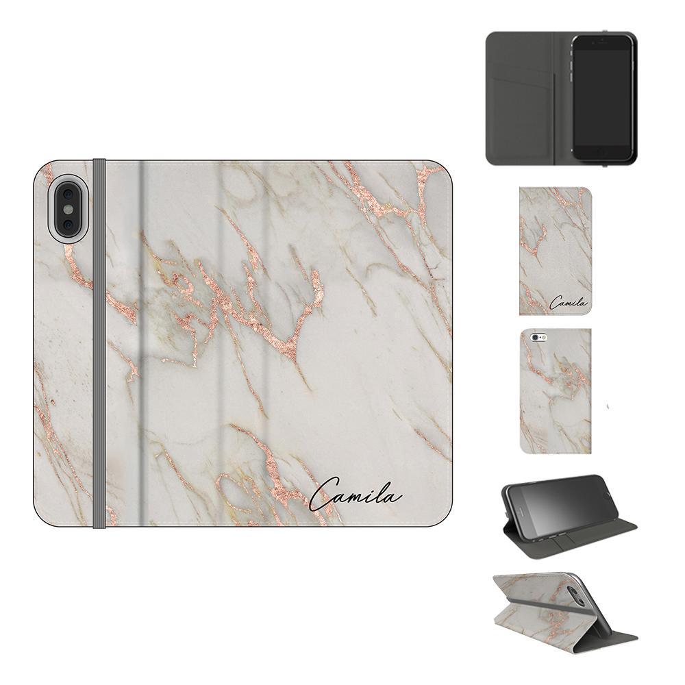 Personalised Rose Gold Marble Initials iPhone XS Case
