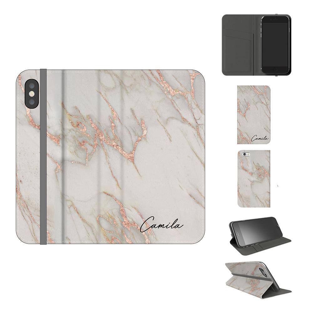 Personalised Rose Gold Marble initials iPhone X Case