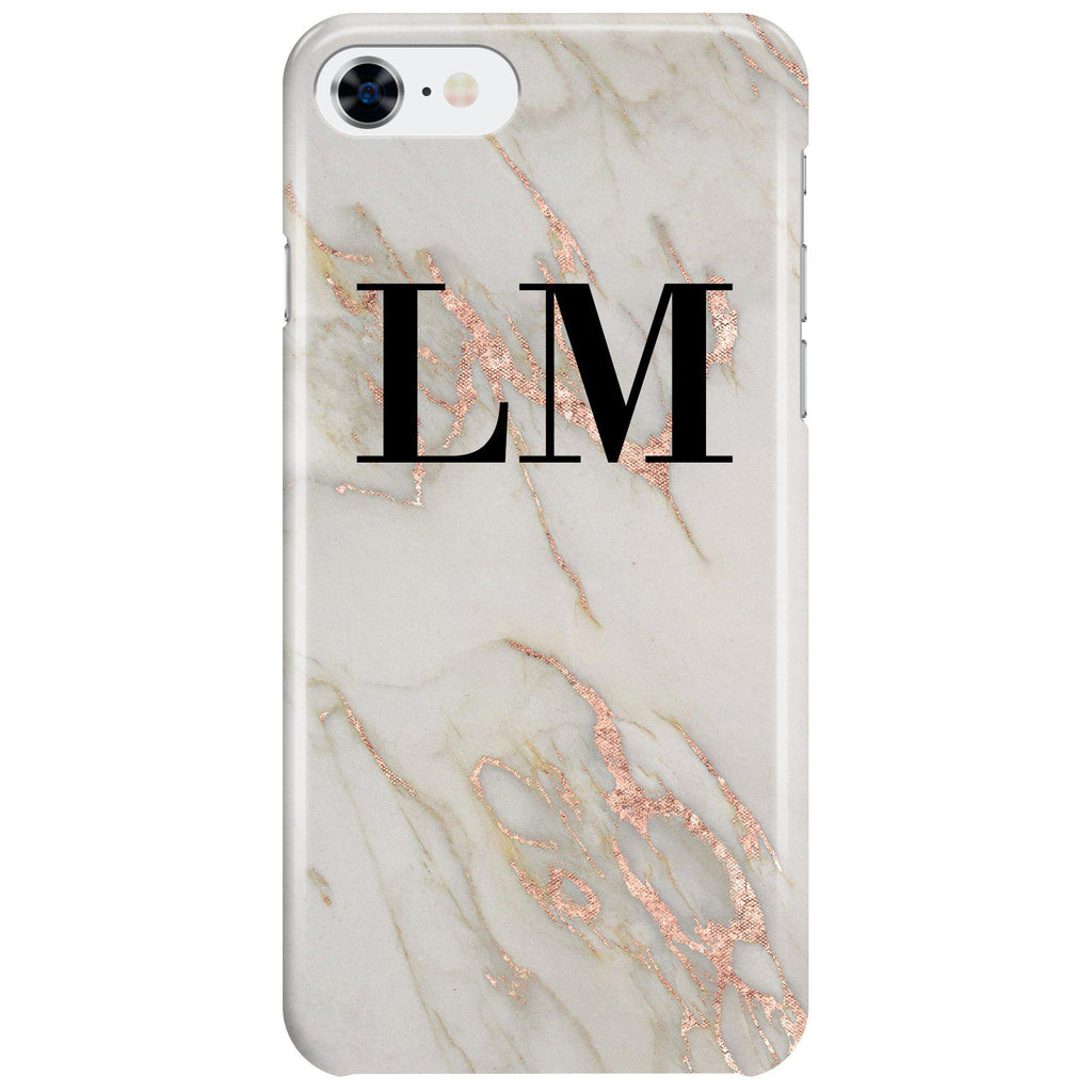 Personalised Rose Gold Marble Initials iPhone 8 Case