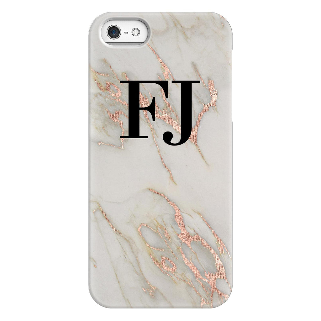 Personalised Rose Gold Marble Initials iPhone 5/5s/SE (2016) Case