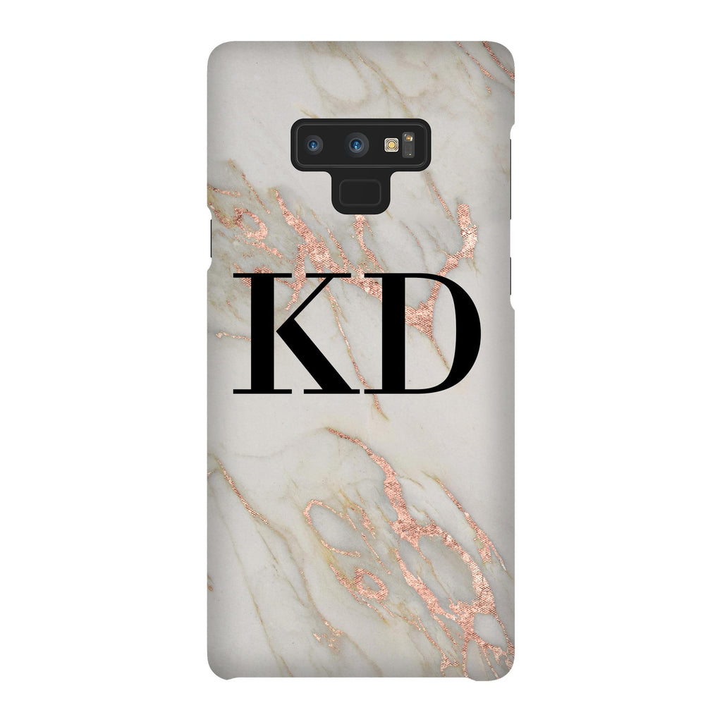 Personalised Rose Gold Marble Initials Samsung Galaxy Note 9 Case