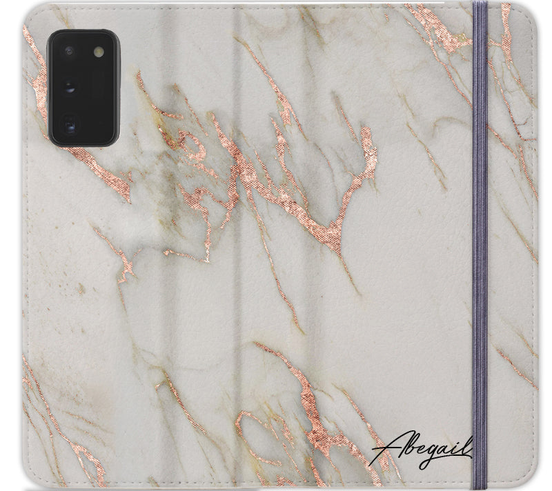 Personalised Rose Gold Marble Initials Samsung Galaxy Note 20 Case