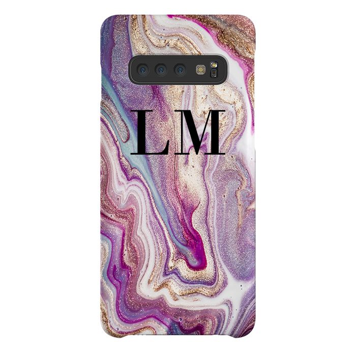 Personalised Violet Marble Initials Samsung Galaxy S10 Case