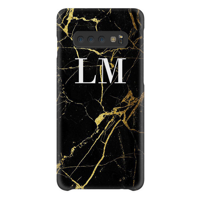Personalised Black x Gold Marble Initials Samsung Galaxy S10 Plus Case