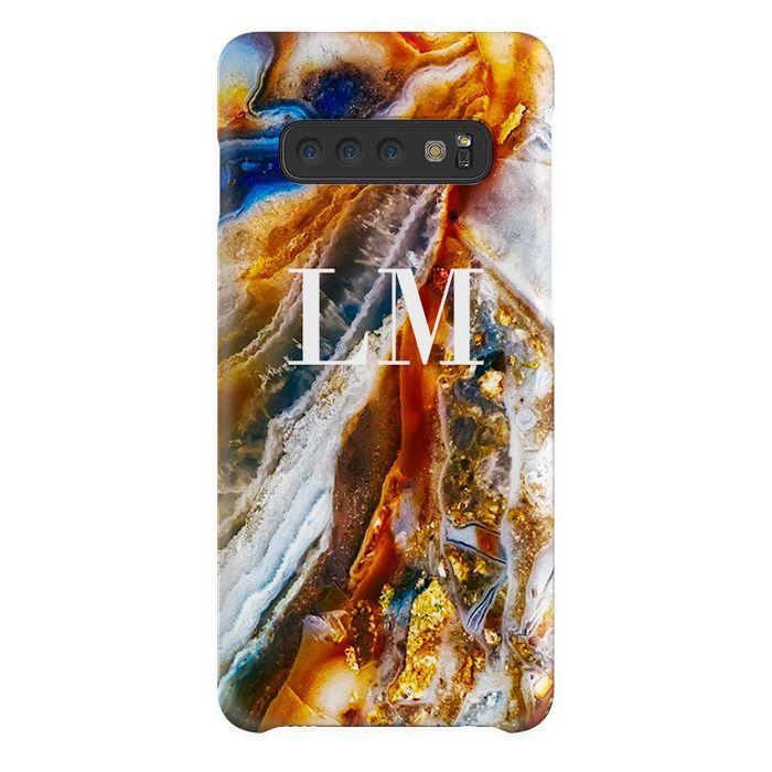 Personalised Colored Stone Marble Initials Samsung Galaxy S10 Plus Case