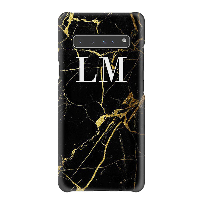 Personalised Black x Gold Marble Initials Samsung Galaxy S10 5G Case