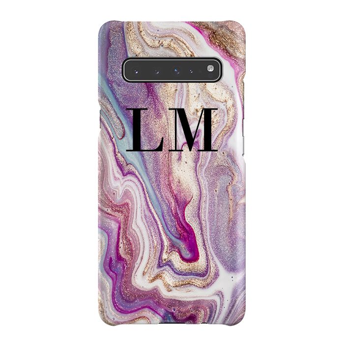 Personalised Violet Marble Initials Samsung Galaxy S10 5G Case