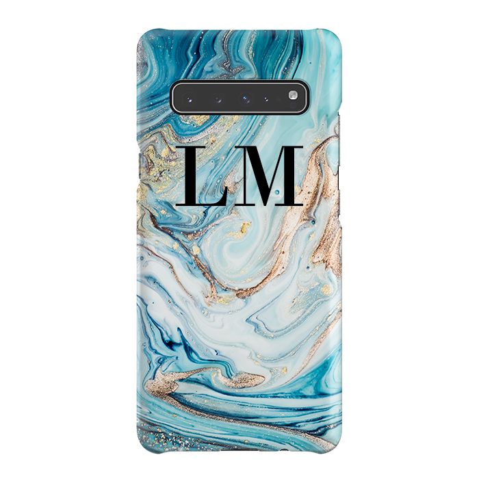 Personalised Blue Emerald Marble initials Samsung Galaxy S10 5G Case